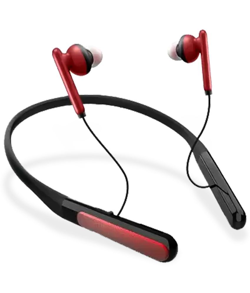     			Tecsox Thunder Neckband In Ear Bluetooth Earphone 12 Hours Playback Bluetooth IPX5(Splash Proof) Powerfull Bass -Bluetooth V 5.1 Red