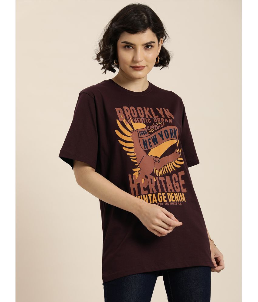     			Dillinger - Maroon Cotton Loose Fit Women's T-Shirt ( Pack of 1 )
