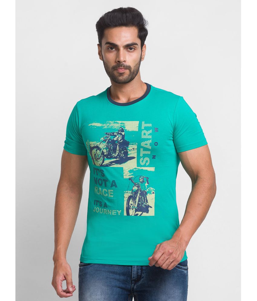     			Globus - Sea Green Cotton Regular Fit Men's T-Shirt ( Pack of 1 )