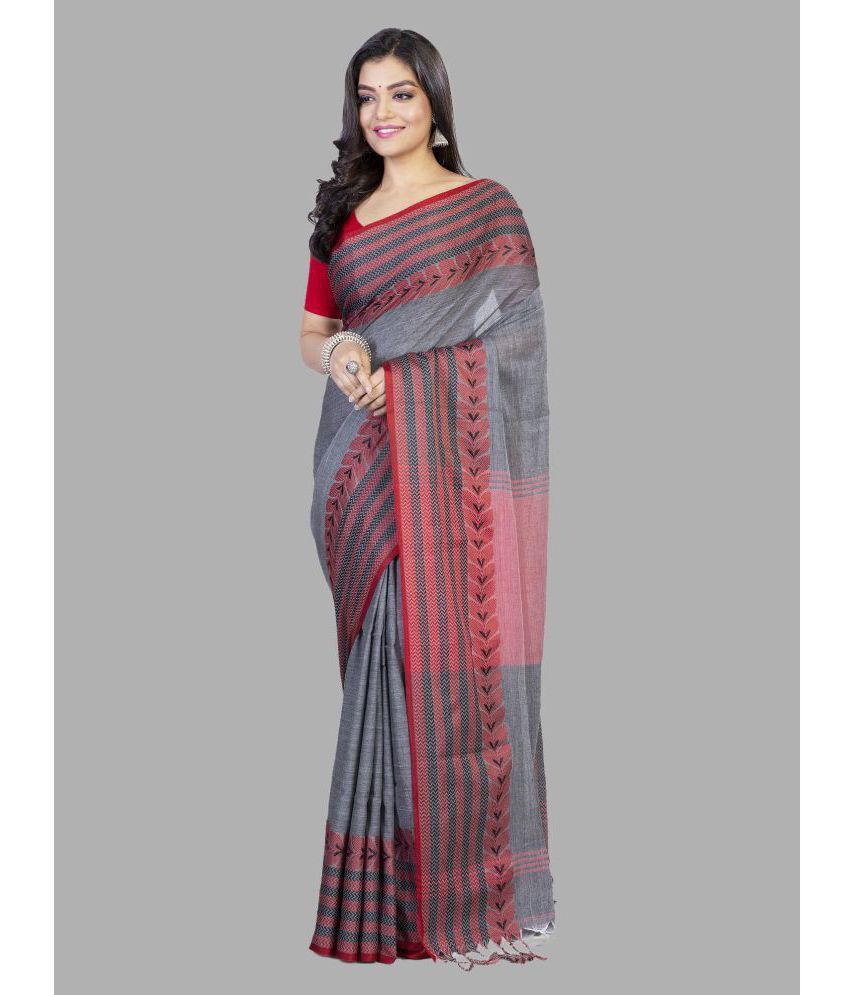     			JMALL - Grey Cotton Blend Saree With Blouse Piece ( Pack of 1 )