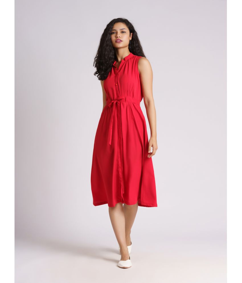     			aask - Red Polyester Blend Women's Fit & Flare Dress ( Pack of 1 )