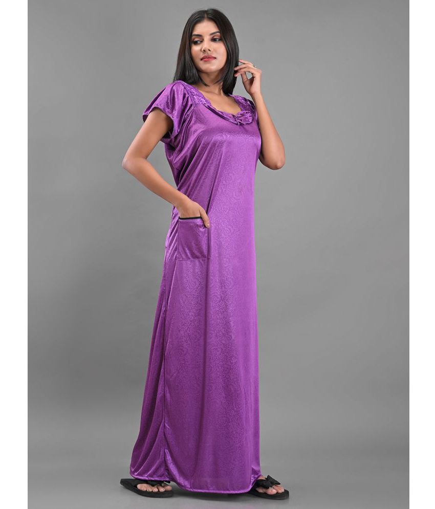     			Apratim - Purple Satin Women's Nightwear Nighty & Night Gowns ( Pack of 1 )