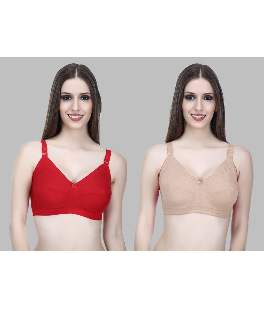     			Elina - Red Cotton Non Padded Women's T-Shirt Bra ( Pack of 2 )