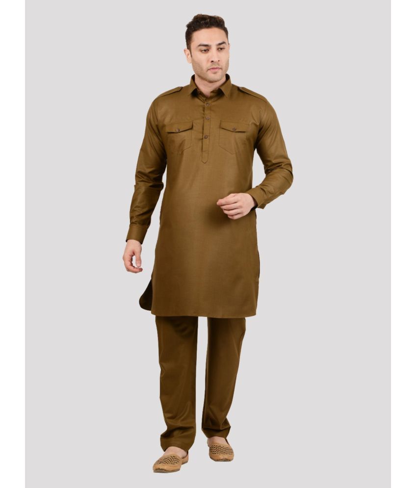     			Maharaja - Brown Polyester Regular Fit Men's Pathani Suit ( Pack of 1 )