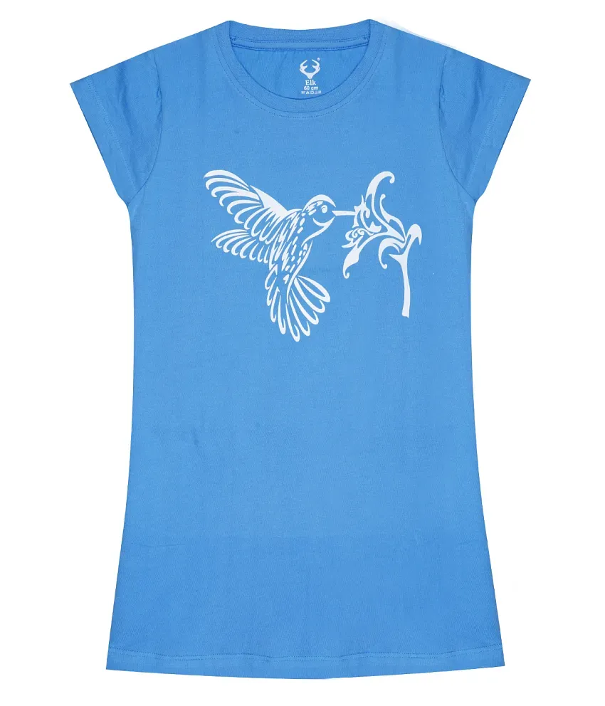 E1K Blue Cotton Girls T Shirt Pack of 1