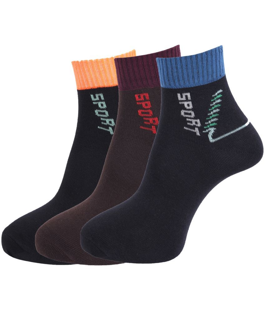 Dollar - Cotton Men's Self Design Multicolor Ankle Length Socks ( Pack of 3 )