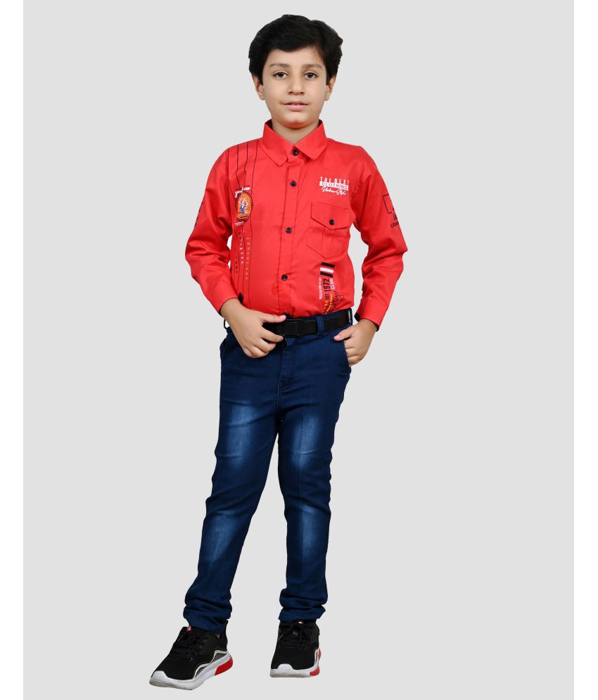     			Arshia Fashions - Red Denim Boys Shirt & Jeans ( Pack of 1 )