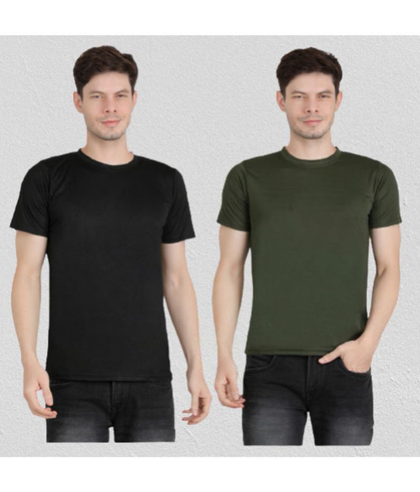     			Ben Toi - Olive Polyester Regular Fit Men's T-Shirt ( Pack of 2 )