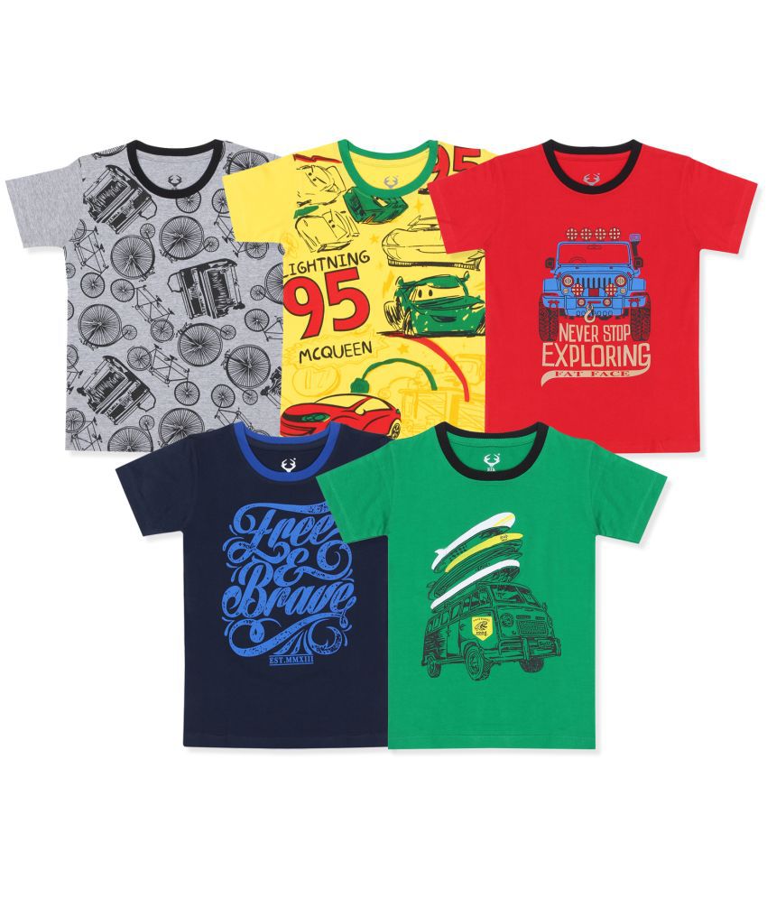 E1K - Multicolor Cotton Boy's T-Shirt ( Pack of 5 )