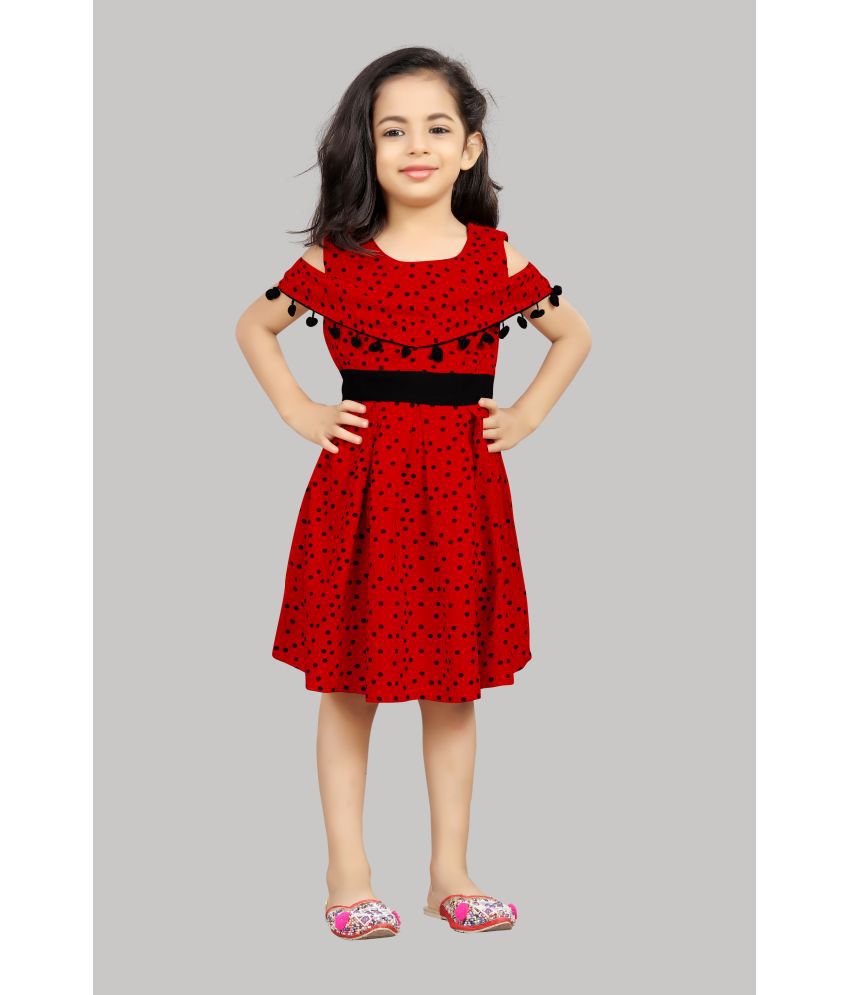     			R K Maniyar - Red Rayon Girls Fit And Flare Dress ( Pack of 1 )