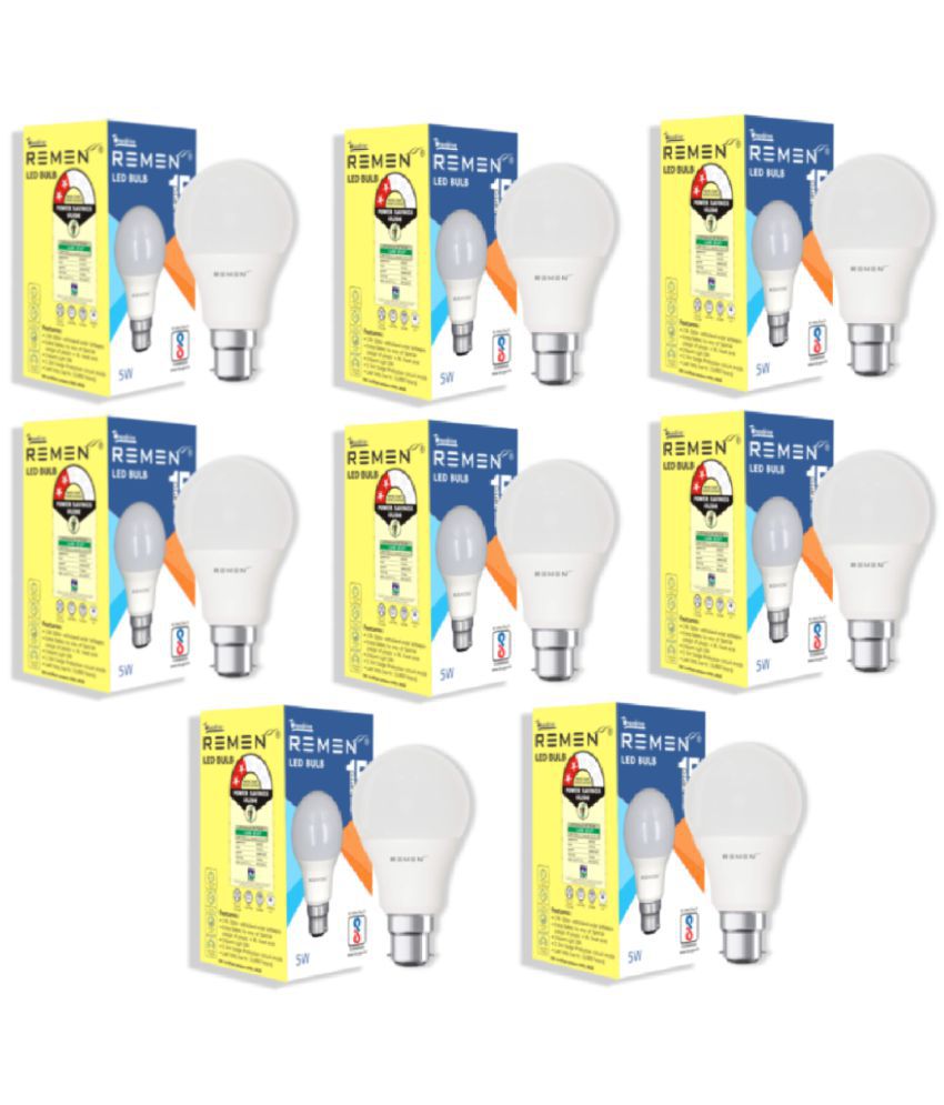    			Remen Led Lites - 5W Cool Day Light LED Bulb ( Pack of 8 )