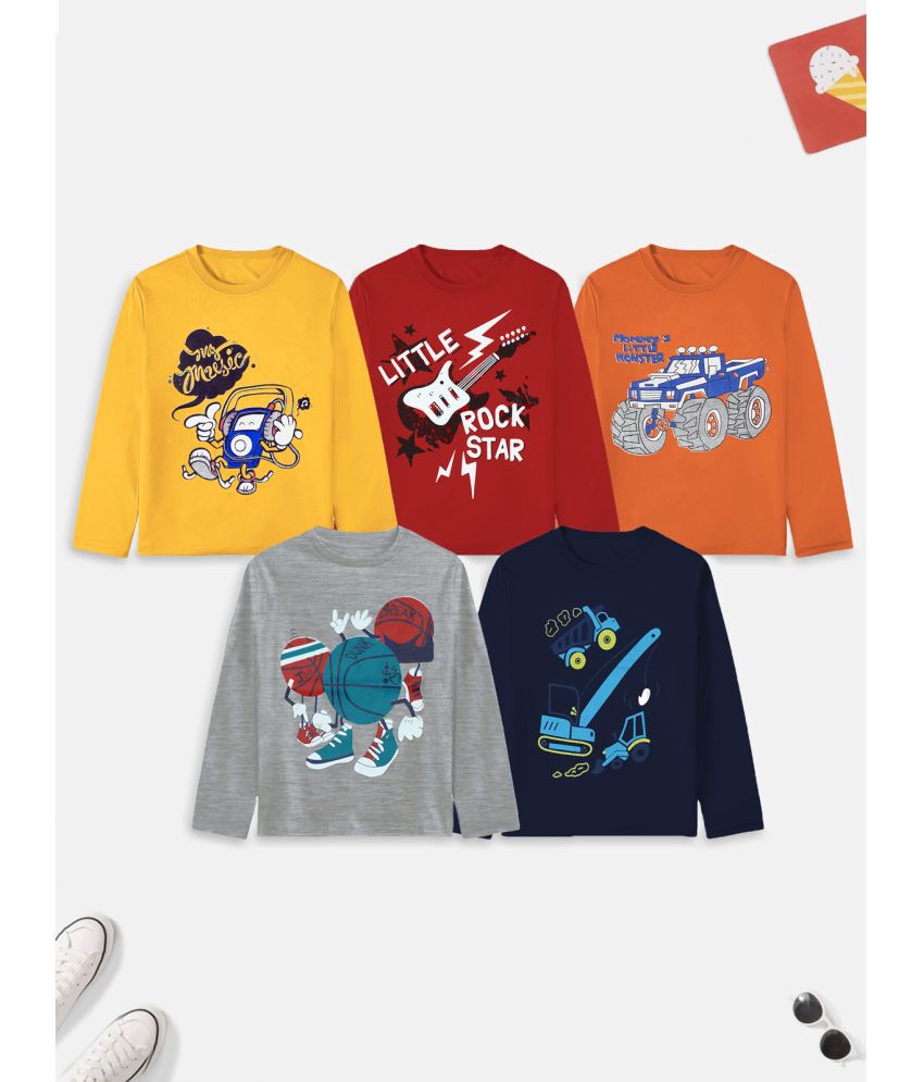 Trampoline - Multicolor Cotton Blend Boy's T-Shirt ( Pack of 5 )