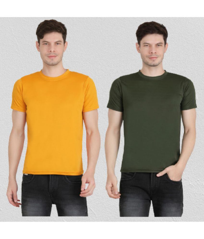     			Ben Toi - Olive Polyester Regular Fit Men's T-Shirt ( Pack of 2 )