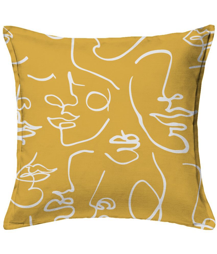     			Houzzcode - Water Repellent Yellow Polyester Pillow Covers 40x40x3 ( Pack of 1 )