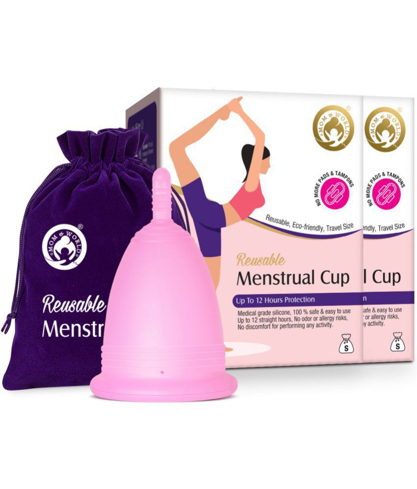     			Mom & World Reusable Menstrual Cup For Women, 100% Medical Grade Silicone, Odor and Rash Free, No leakage (Small), X Pack Of 2