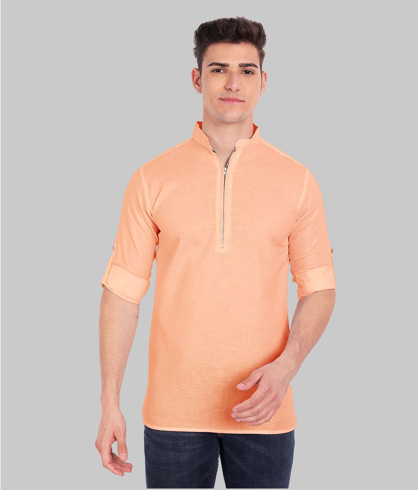     			Vida Loca - Light Orange Linen Slim Fit Men's Casual Shirt ( Pack of 1 )