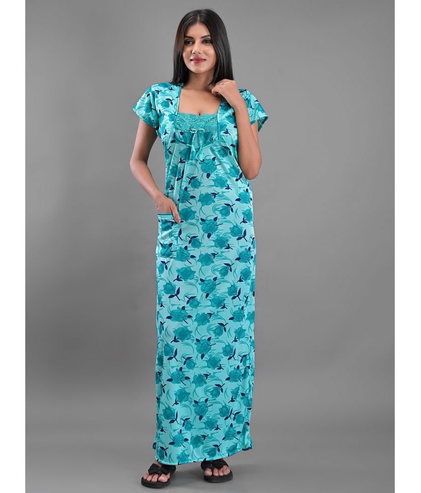     			Anjaneya Creations - Green Chiffon Women's Nightwear Nighty & Night Gowns ( Pack of 1 )