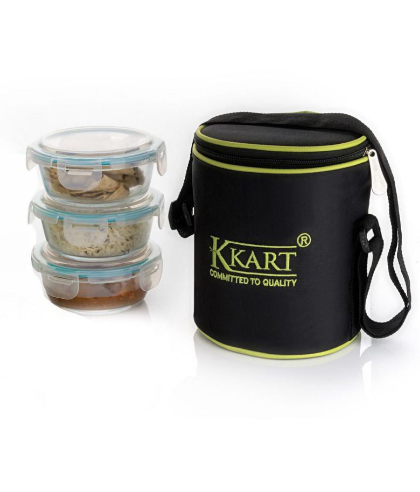     			Kkart - Premium Lunch Box Glass Lunch Box 3 - Container ( Pack of 1 )