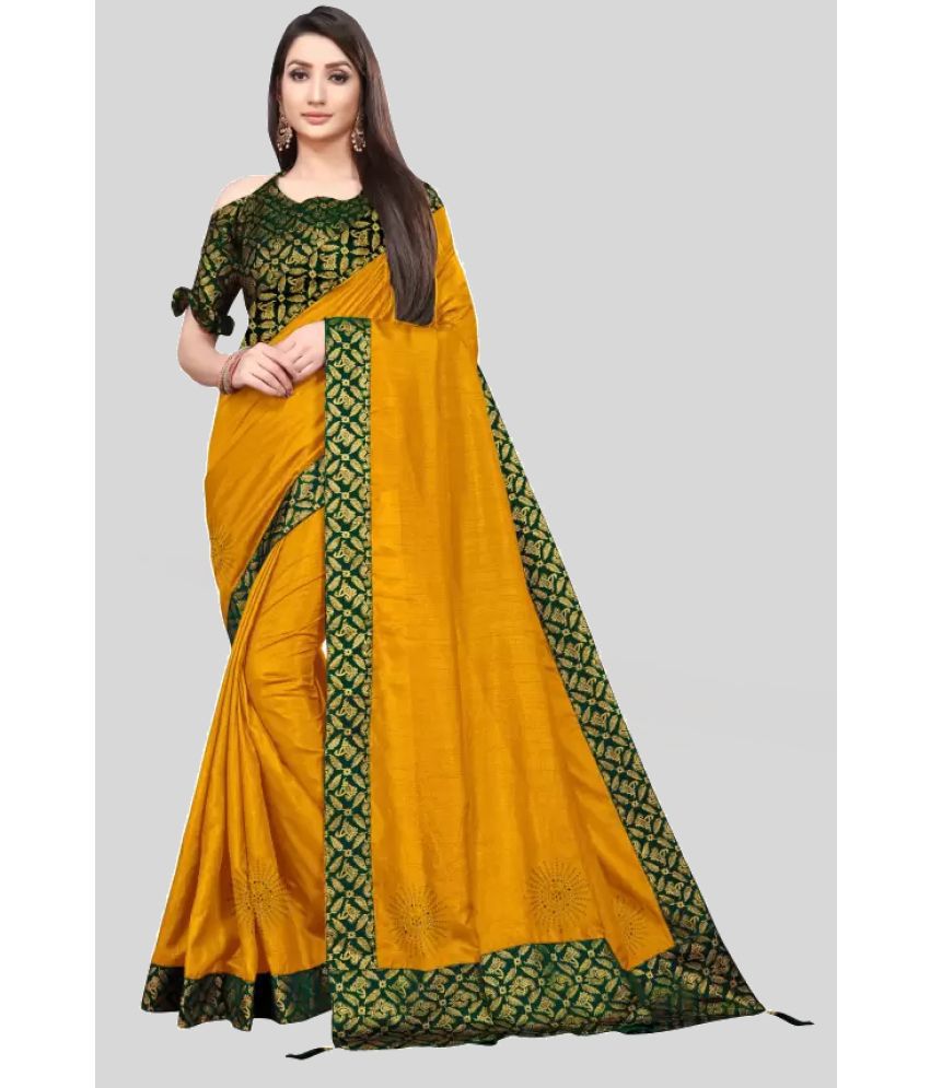     			Saree Queen - Yellow Art Silk Saree With Blouse Piece ( Pack of 1 )