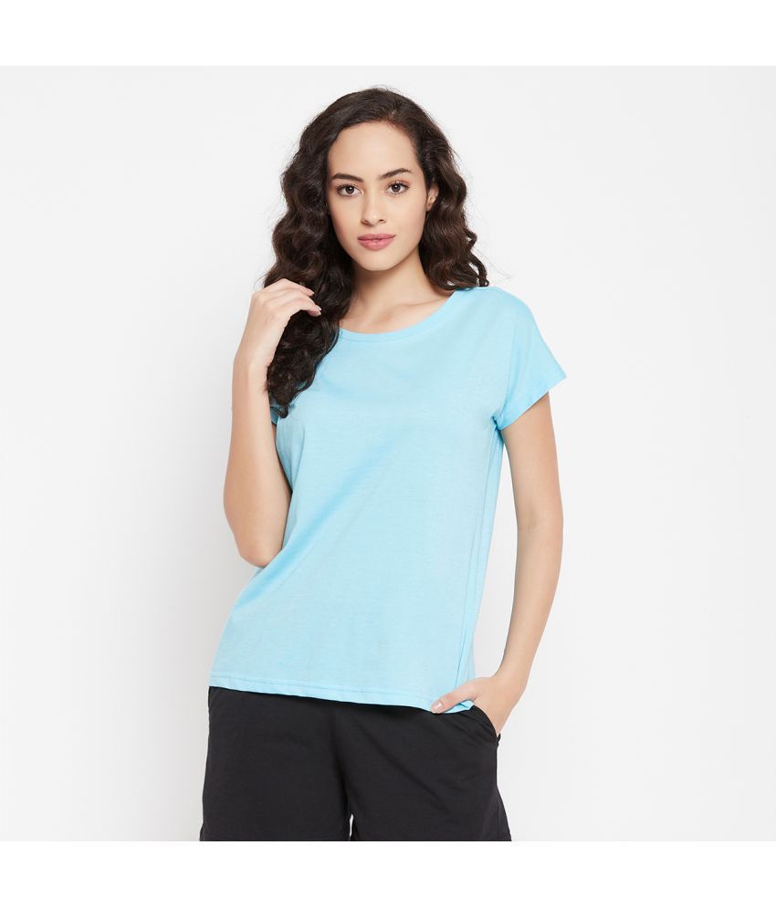     			Clovia - Blue Cotton Regular Fit Women's T-Shirt ( Pack of 1 )