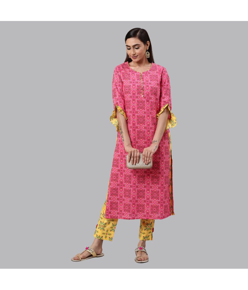     			Yash Gallery - Pink Straight Rayon Women's Stitched Salwar Suit ( Pack of 1 )