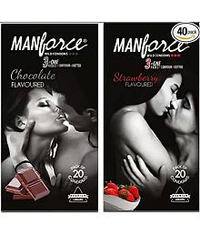MANFORCE Wild 3 in 1 Combo Pack (Strawberry &amp; Chocolate) Condom (Set of 2, 40 Sheets)