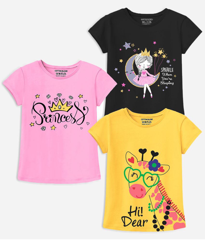     			Trampoline - Multicolor Cotton Blend Girls T-Shirt ( Pack of 3 )