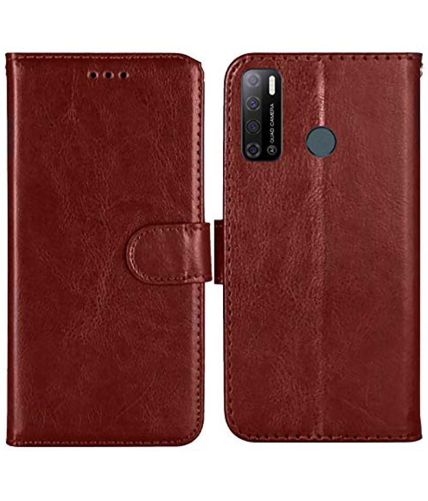     			Doyen Creations - Brown Artificial Leather Flip Cover Compatible For Tecno Spark Power 2 ( Pack of 1 )