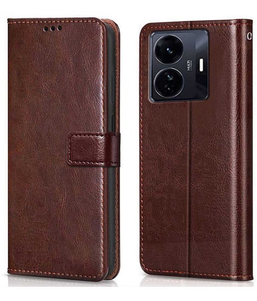     			Doyen Creations - Brown Artificial Leather Flip Cover Compatible For Vivo T1 Pro 5G ( Pack of 1 )