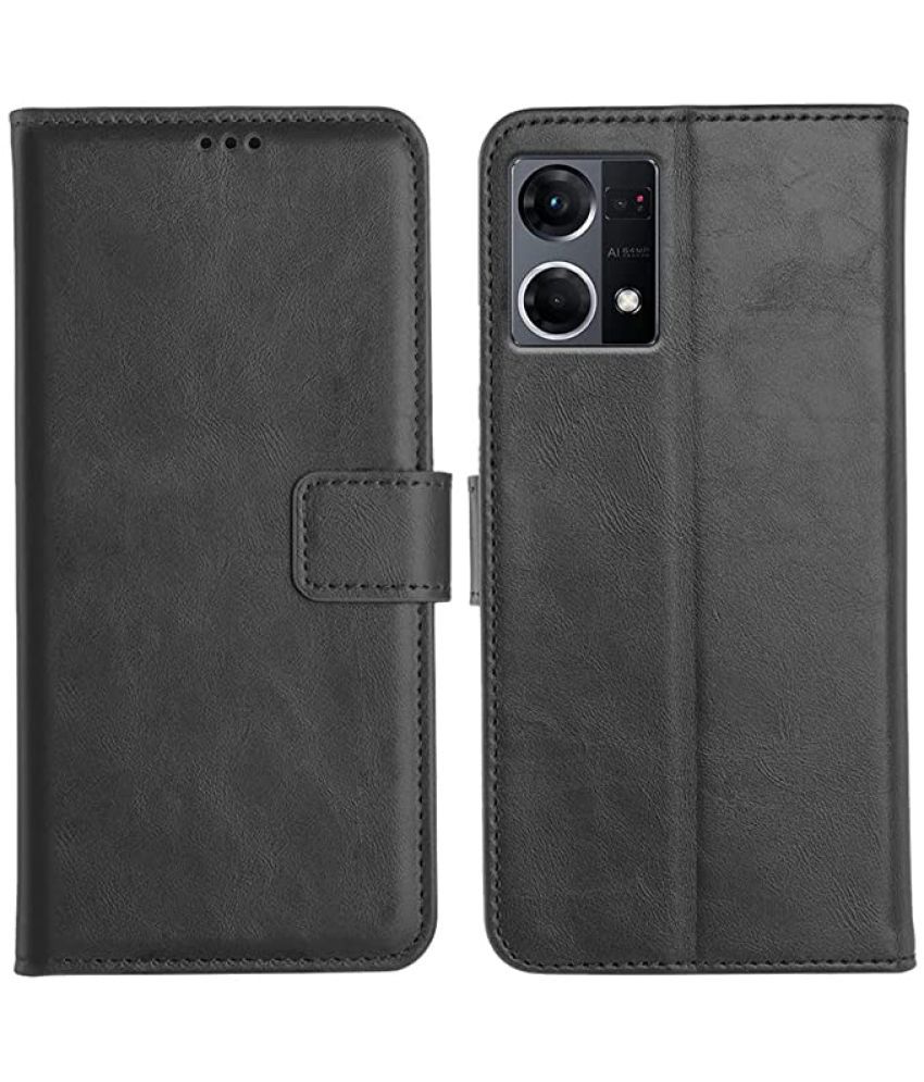     			KOVADO - Black Artificial Leather Flip Cover Compatible For Oppo A97 ( Pack of 1 )