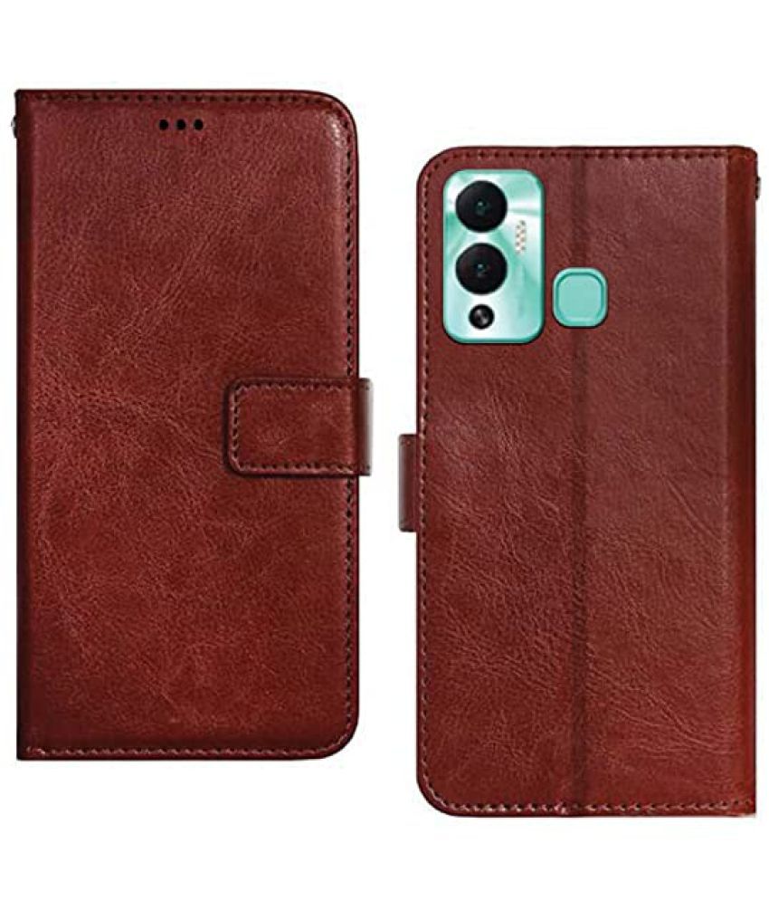     			KOVADO - Brown Artificial Leather Flip Cover Compatible For Infinix Hot 12 Play ( Pack of 1 )