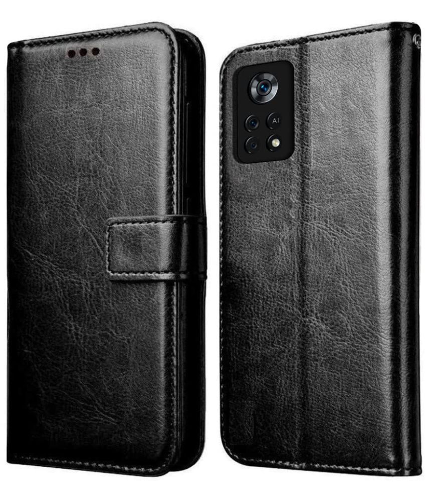     			Kosher Traders - Black Artificial Leather Flip Cover Compatible For Poco X4 Pro 5G ( Pack of 1 )