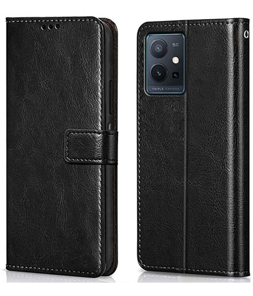     			Megha Star - Black Artificial Leather Flip Cover Compatible For iQOO Z6 5G ( Pack of 1 )