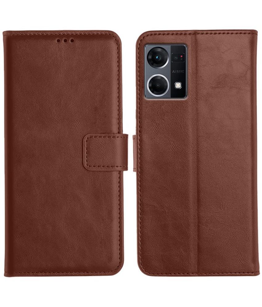     			Megha Star - Brown Artificial Leather Flip Cover Compatible For Oppo A97 ( Pack of 1 )