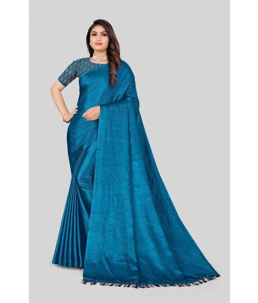     			SHREYANSH FASHION - Blue Synthetic Saree With Blouse Piece ( Pack of 1 )