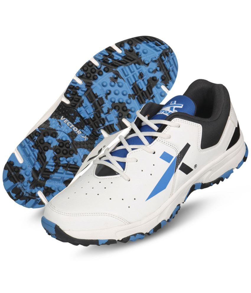     			Vector X CKT-500 Cricket Shoes for Men (White-Black-Blue)