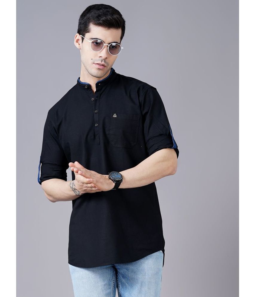     			K-LARA - Black Linen Men's Shirt Style Kurta ( Pack of 1 )