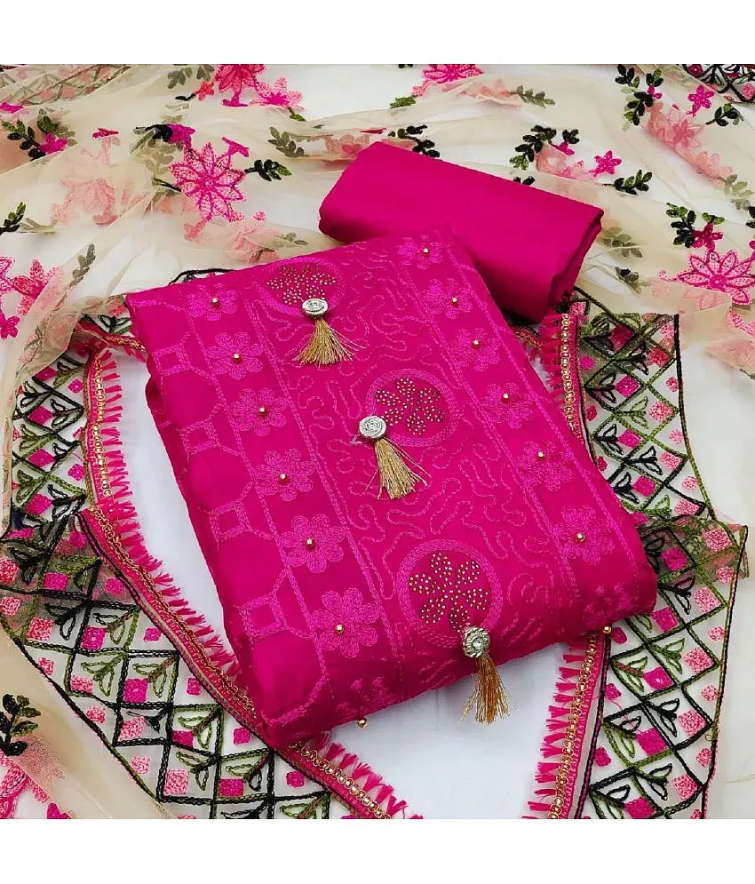 Embroidered unstitched hot sale dress material