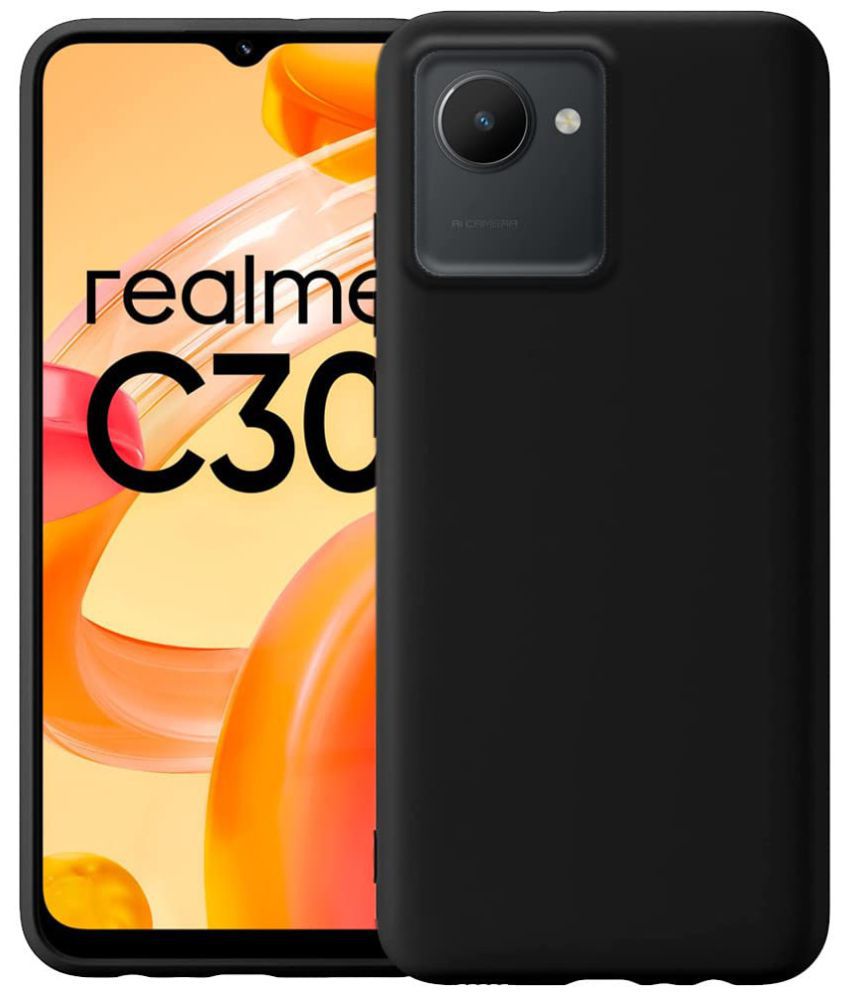     			Kosher Traders - Black Silicon Silicon Soft cases Compatible For Realme C30 ( Pack of 1 )
