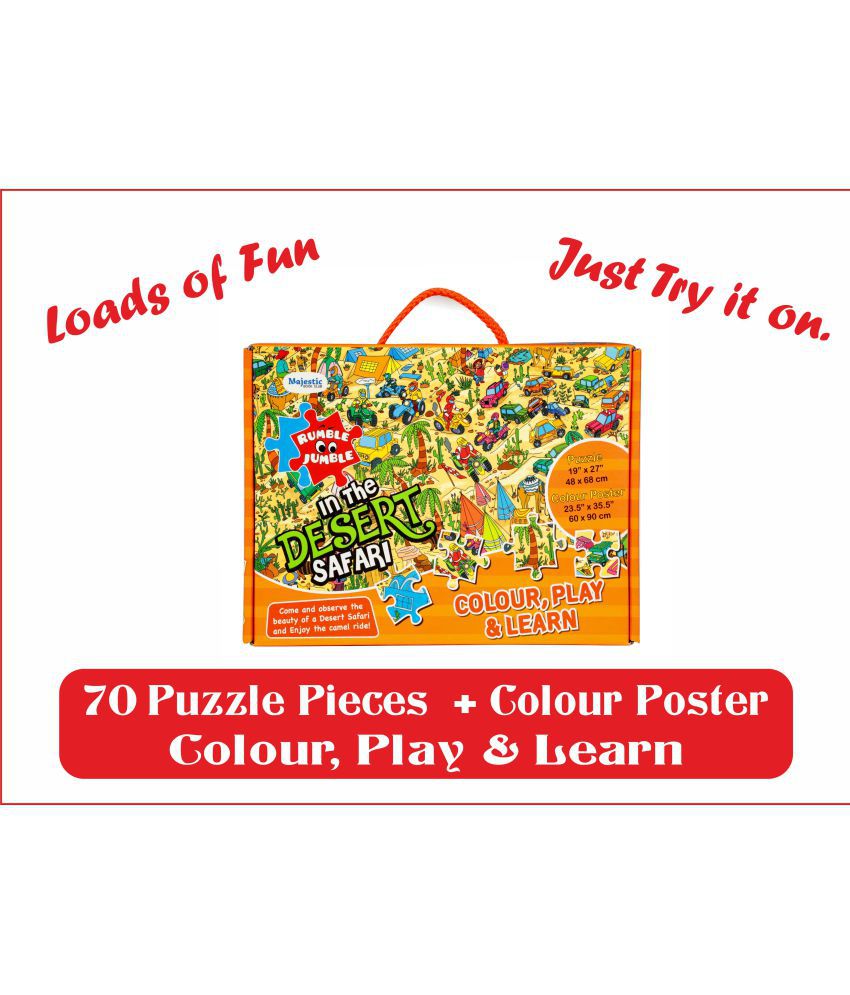     			PUZZLE FOR KIDS: DESERT SAFARI  PUZZLE , 70 PIECES JIGSAW PUZZLE (19X27 INCH ) + 1 COLOUR POSTER + 1 DRAWING POSTER , GIFT BOX , FOR 3 YEARS AND ABOVE, TOYS FOR KIDS