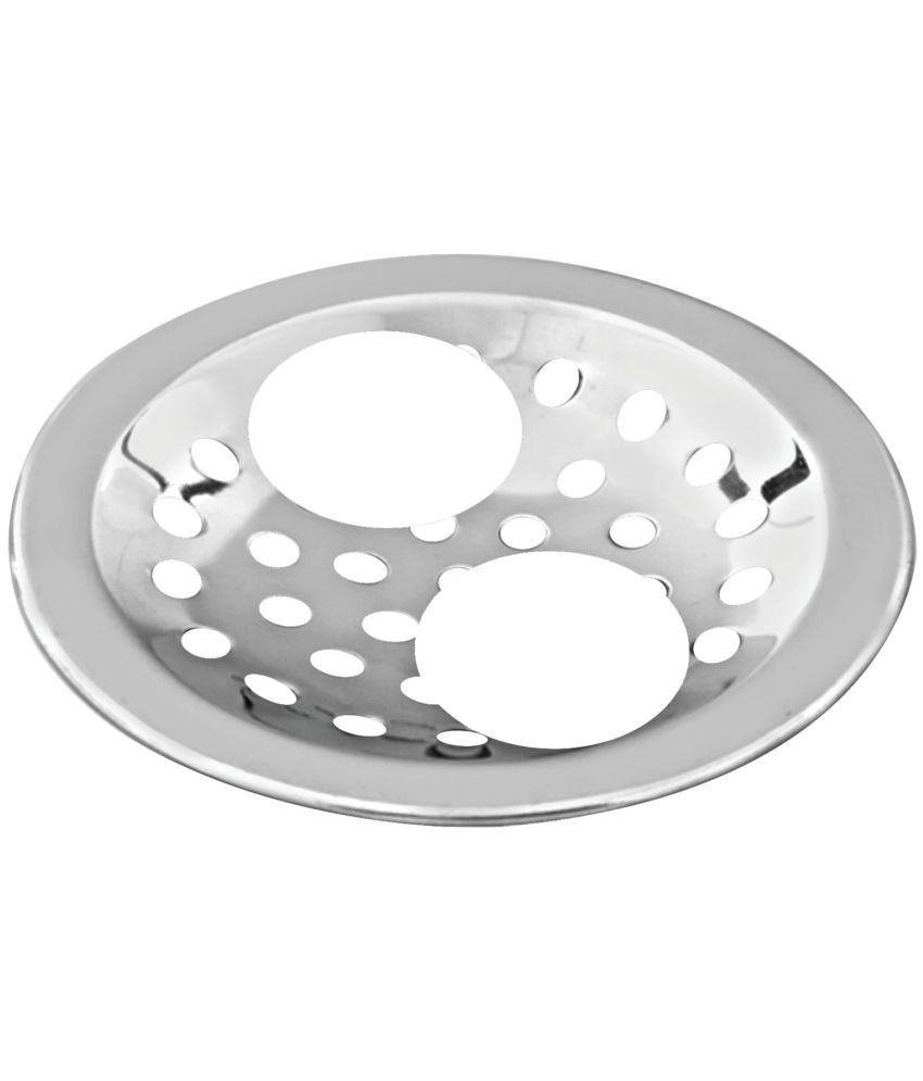     			Sanjay Chilly Pisto Gypsy Stainless Steel 304 Grade Chrome Finished Round Floor Drain Grating with Double Hole 5" x 5" Inches