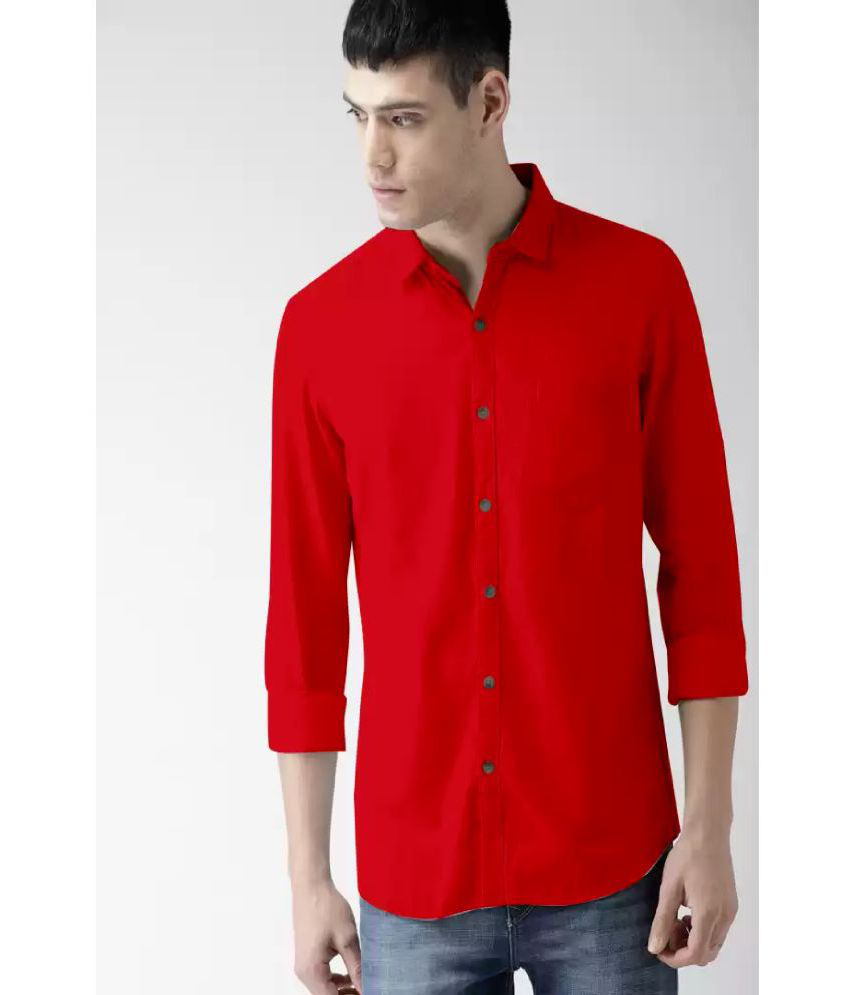     			ABUHUB - Red Cotton Regular Fit Men's Formal Shirt ( Pack of 1 )