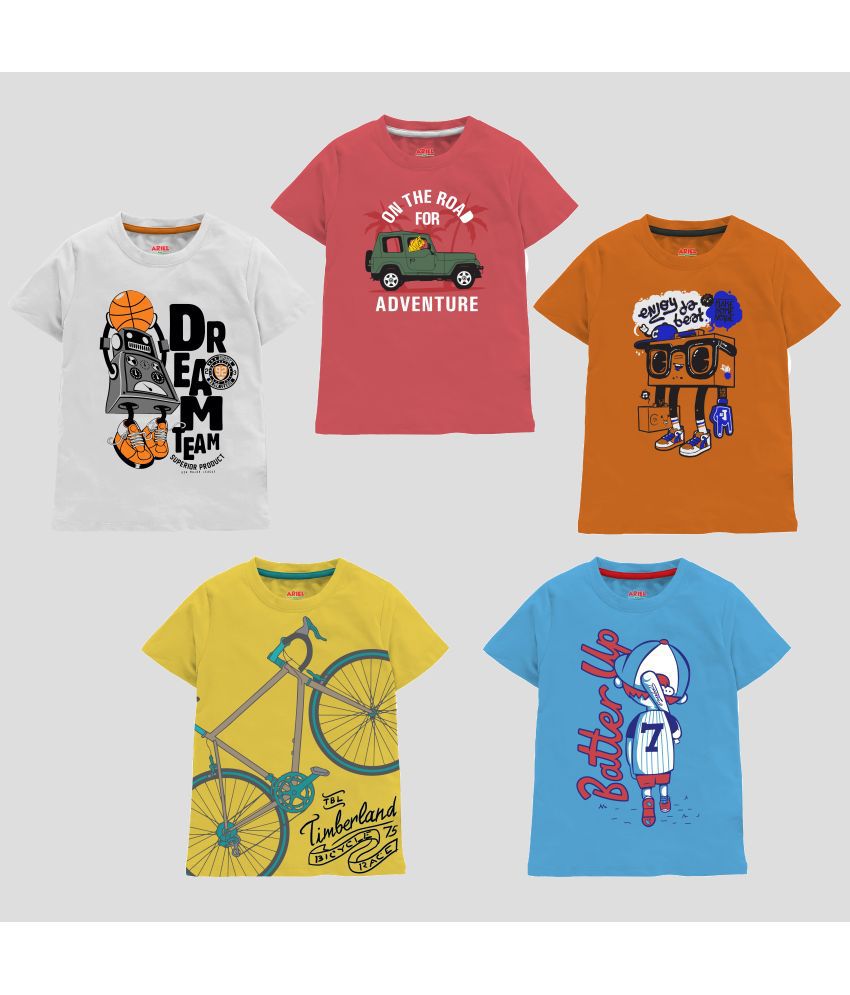 Ariel - Multicolor Cotton Boy's T-Shirt ( Pack of 5 )