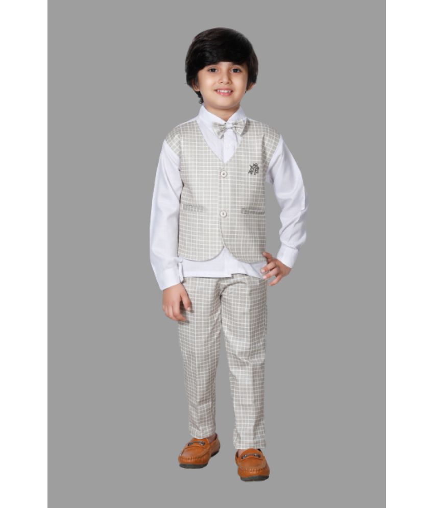 DKGF Fashion - Beige Cotton Blend Boys Shirt & Pants ( Pack of 1 )