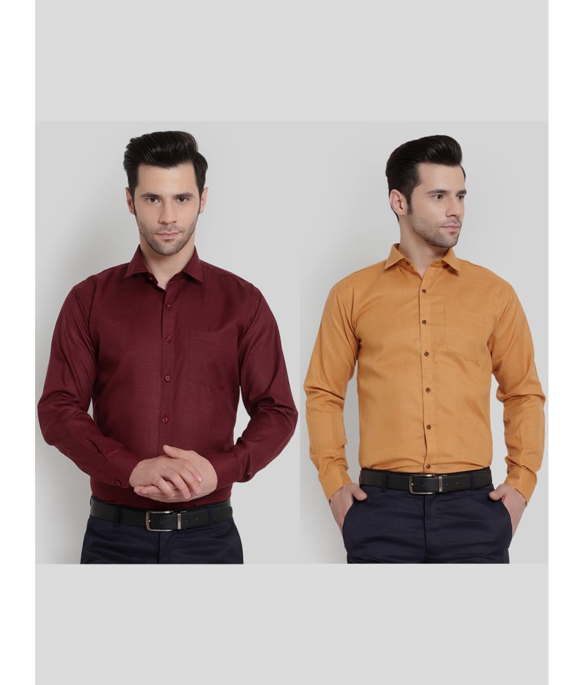     			SREY - Maroon Polyester Blend Slim Fit Men's Formal Shirt ( Pack of 2 )