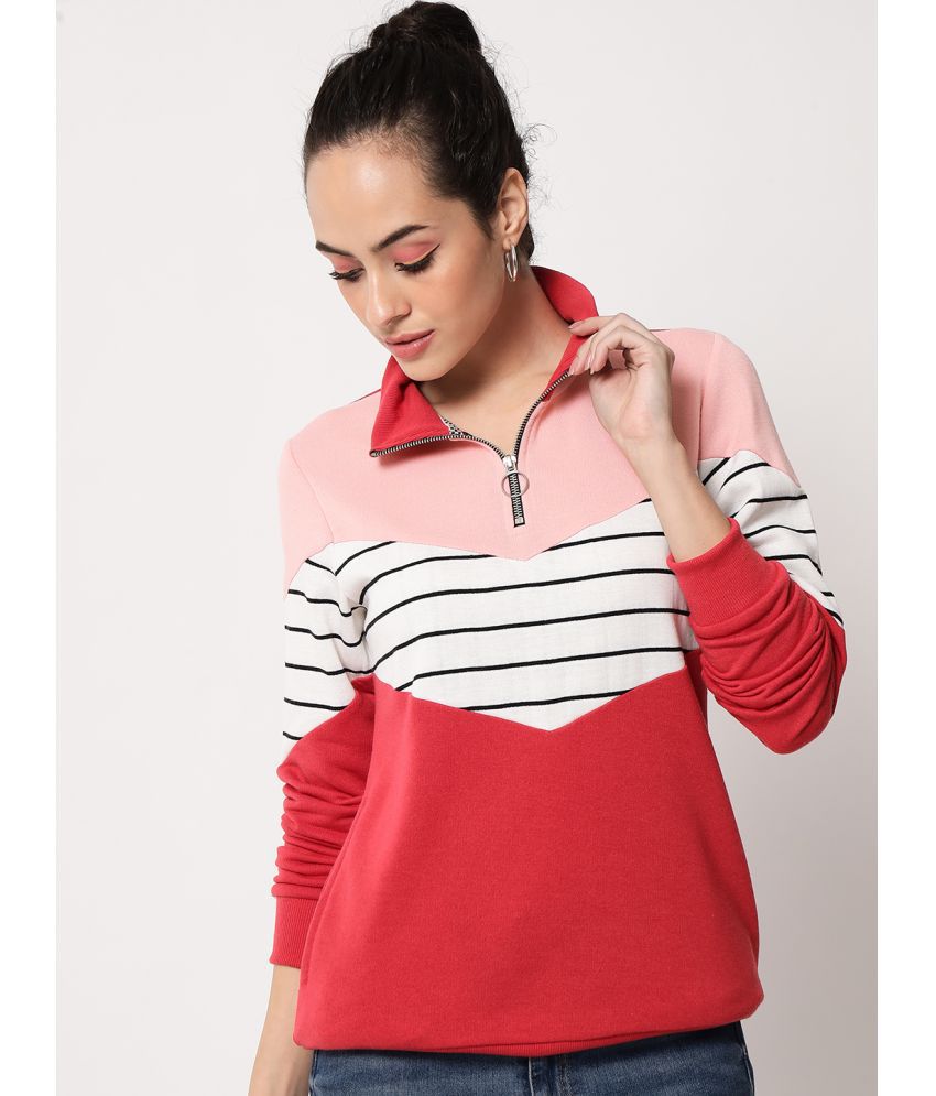    			AUSTIN WOOD Poly Cotton Red Zippered Sweatshirt