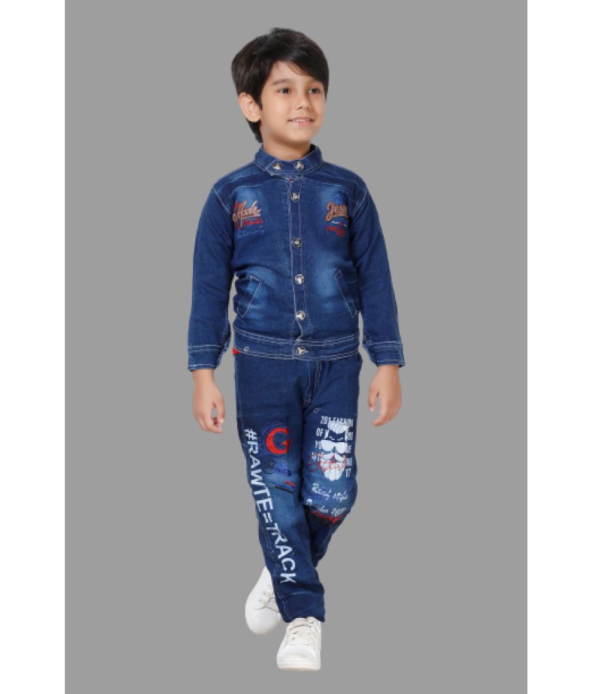     			DKGF Fashion - Red Cotton Blend Boys T-Shirt & Jeans ( Pack of 1 )