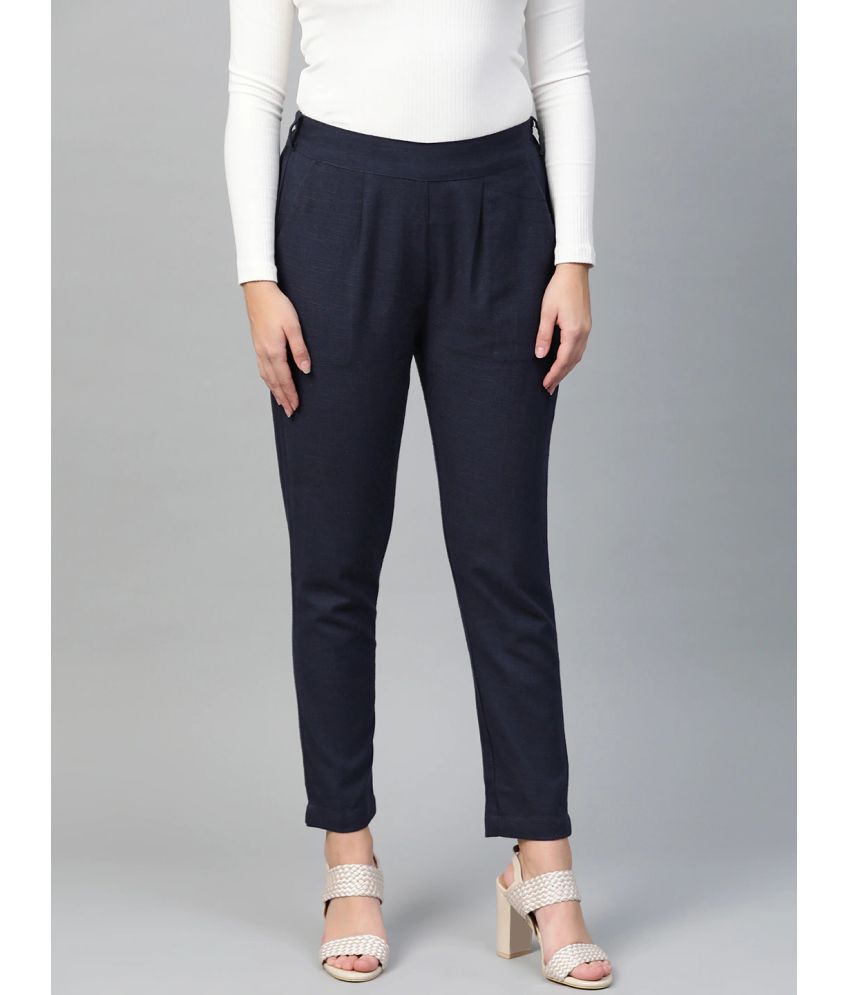     			Yash Gallery - Blue Cotton Regular Women's Formal Pants ( Pack of 1 )