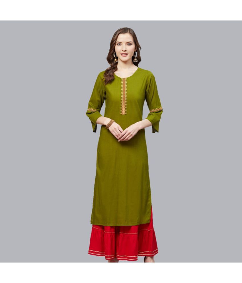     			Yash Gallery - Olive Straight Rayon Women's Stitched Salwar Suit ( Pack of 1 )