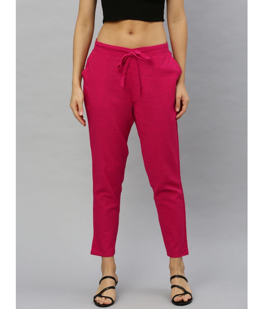     			Yash Gallery - Pink Cotton Regular Women's Cigarette Pants ( Pack of 1 )